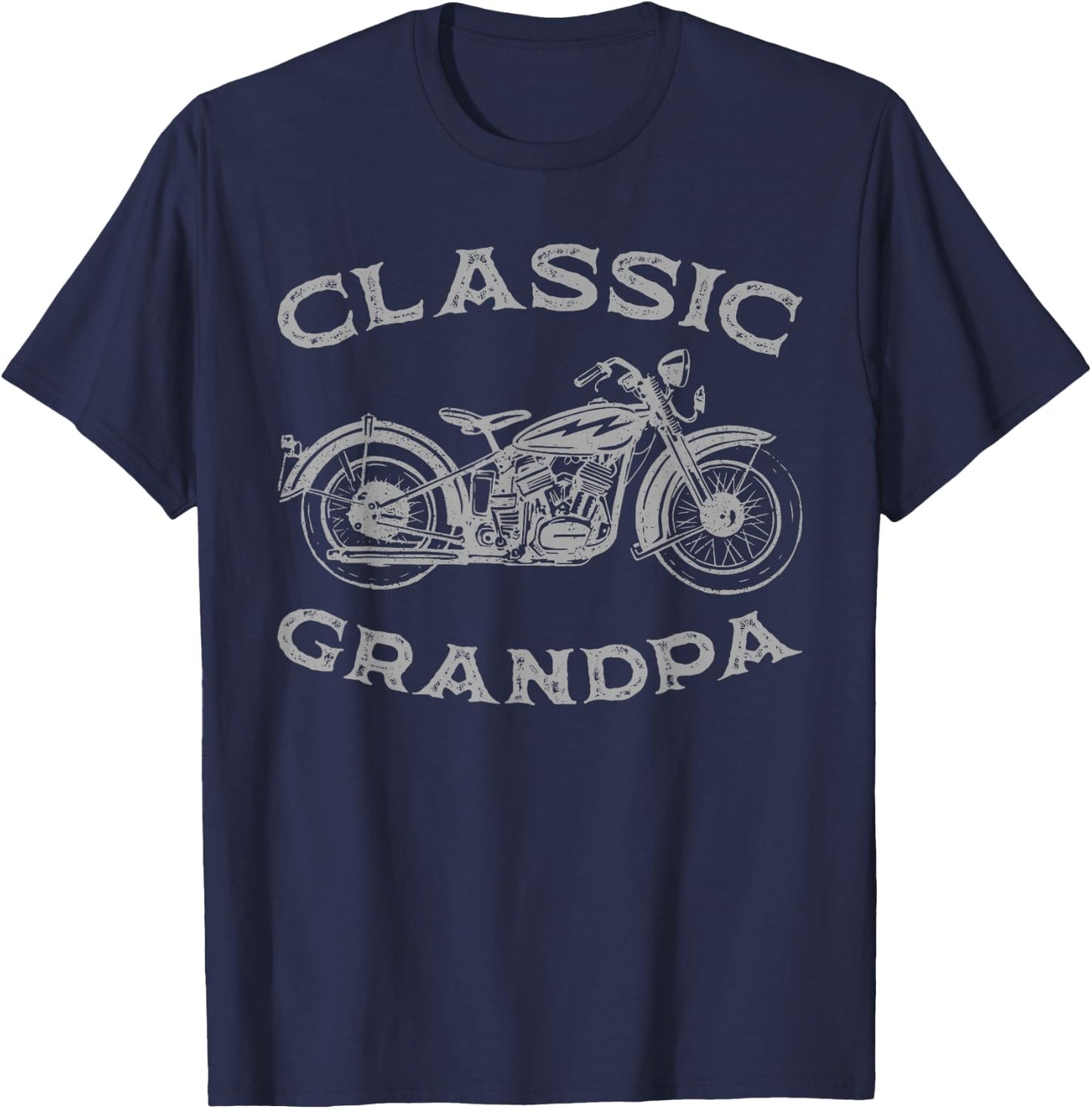 Vintage Classic Grandpa Funny Motorcycle Graphic Men's Biker T-Shirt - T-Shirt | Navy