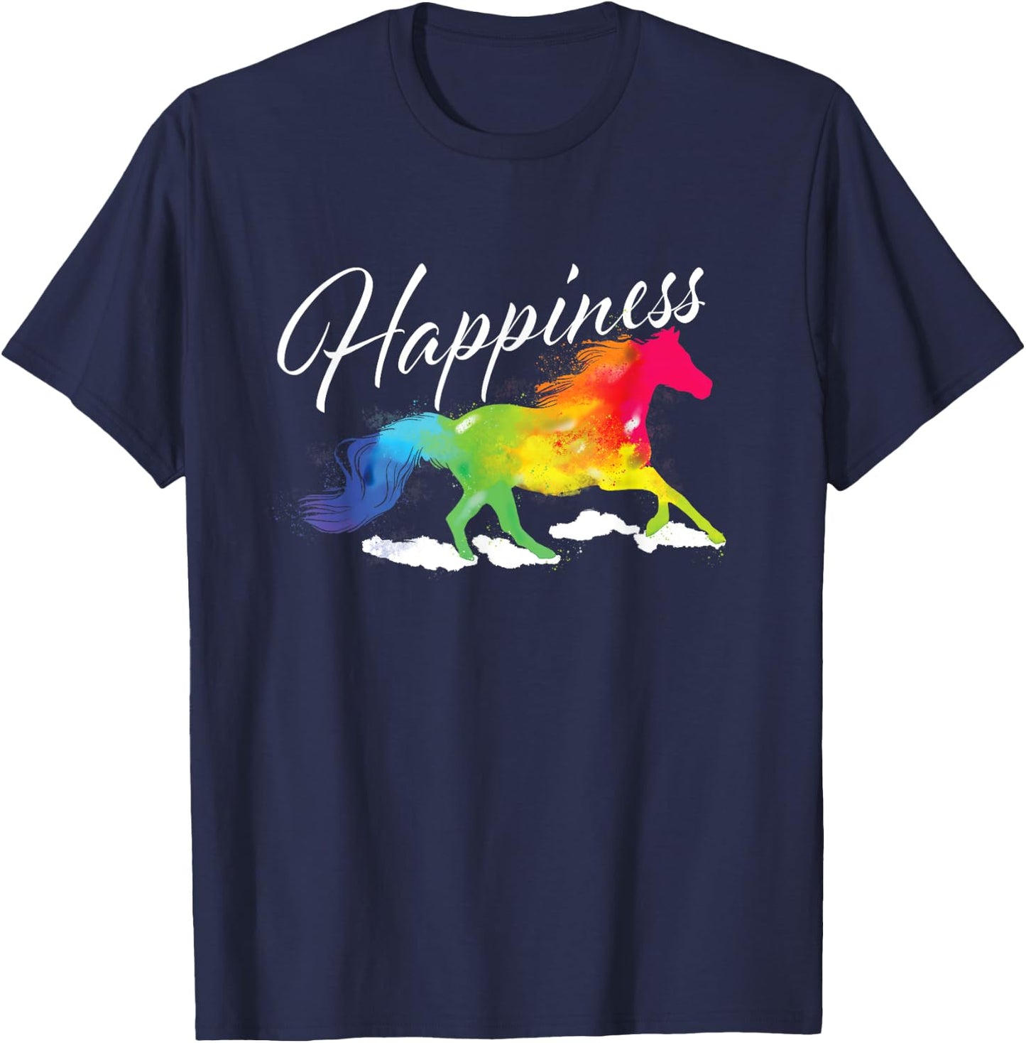 Happiness - Horse Lover Equestrian Horseback Rider T-Shirt - T-Shirt | Navy