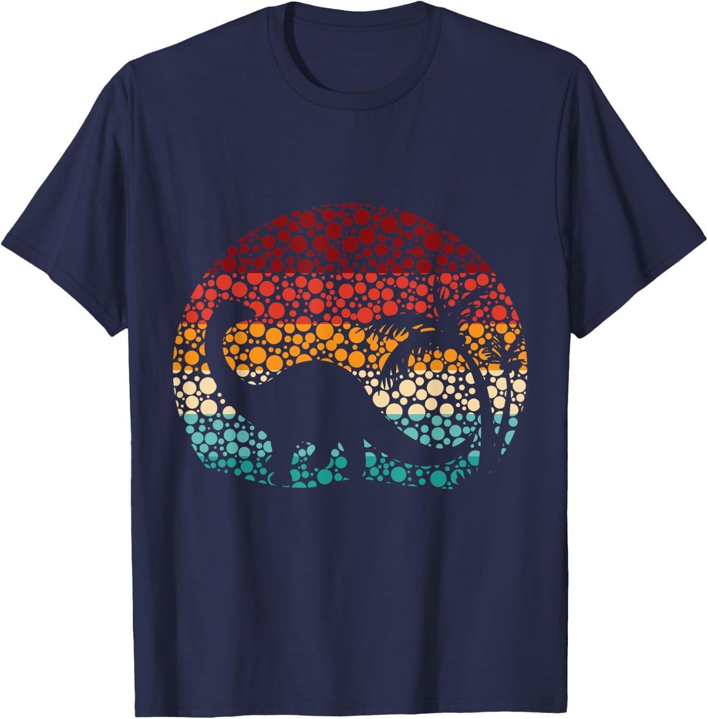 Polka Dot Brontosaurus, Retro Vintage Dinosaur Boys T-Shirt - T-Shirt | Navy
