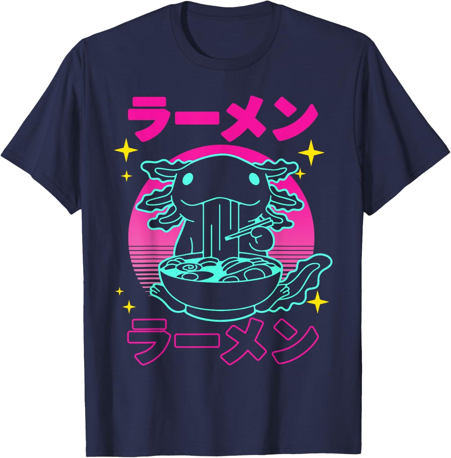 Kawaii Axolotl Ramen Japanese Funny Axolotl Anime Boys Teens T-Shirt - T-Shirt | Navy