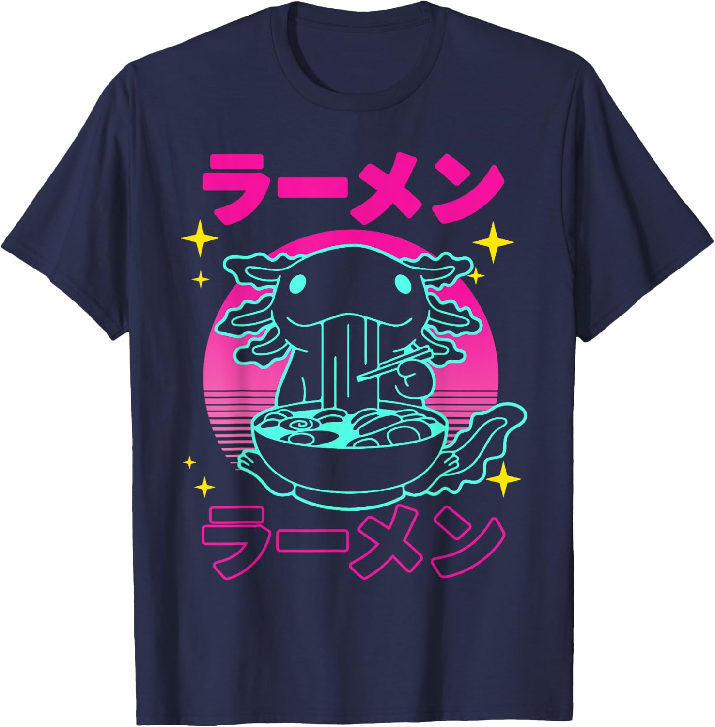Kawaii Axolotl Ramen Japanese Funny Axolotl Anime Boys Teens T-Shirt - T-Shirt | Navy