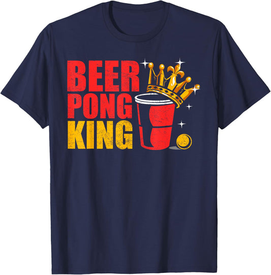 Vintage Beer Pong King Beer Pong Champion Drinking Games T-Shirt - T-Shirt | Navy