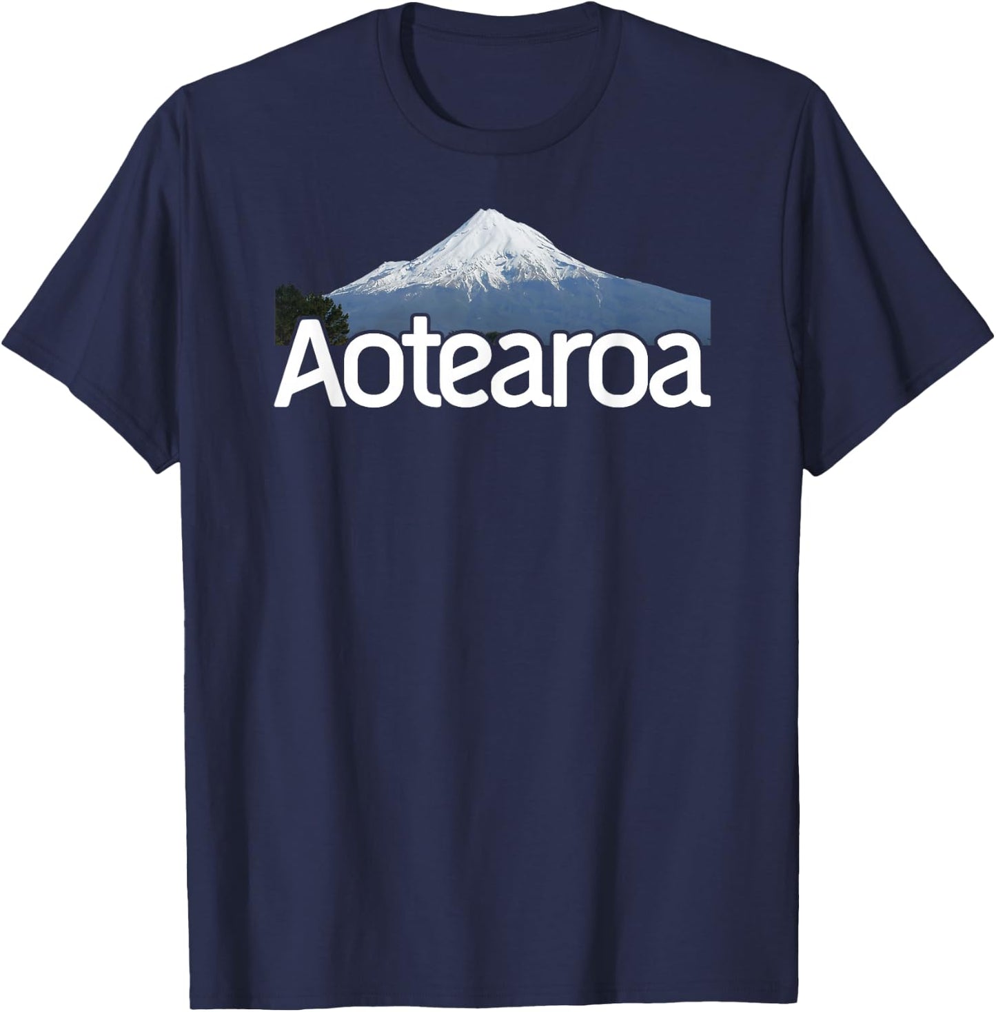 Aotearoa New Zealand Volcano Mt Taranaki Mountain Lanscape T-Shirt - T-Shirt | Navy