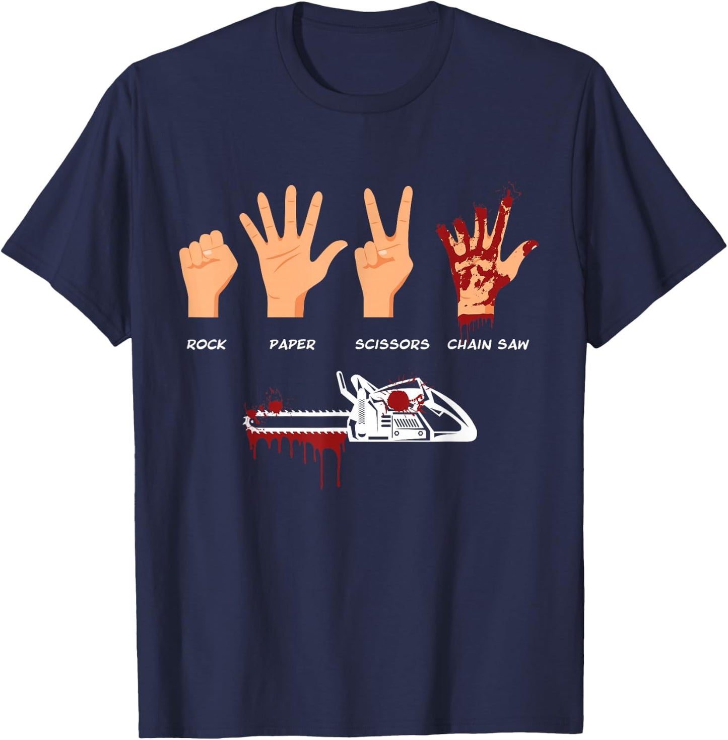 Jimbeels Men's Rock Paper Scissors Chain Saw Funny Forestry Workers Saying T-Shirt - T-Shirt | Navy