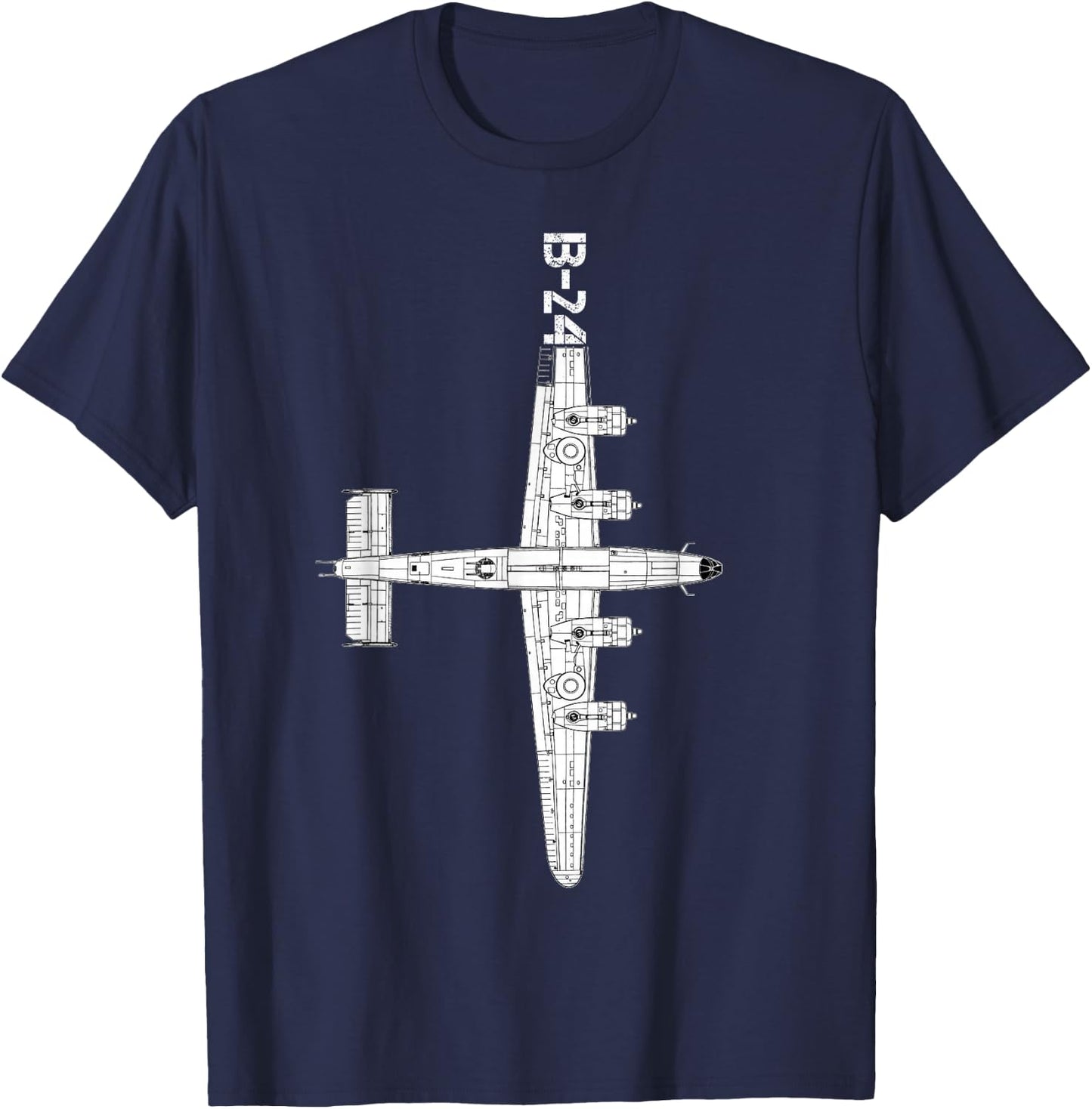 Consolidated B-24 Liberator Heavy Bomber WW2 Airplane T-Shirt - T-Shirt | Navy
