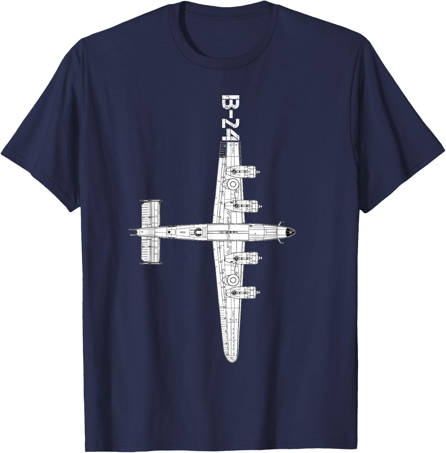 Consolidated B-24 Liberator Heavy Bomber WW2 Airplane T-Shirt - T-Shirt | Navy