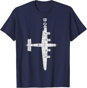 Consolidated B-24 Liberator Heavy Bomber WW2 Airplane T-Shirt - T-Shirt | Navy