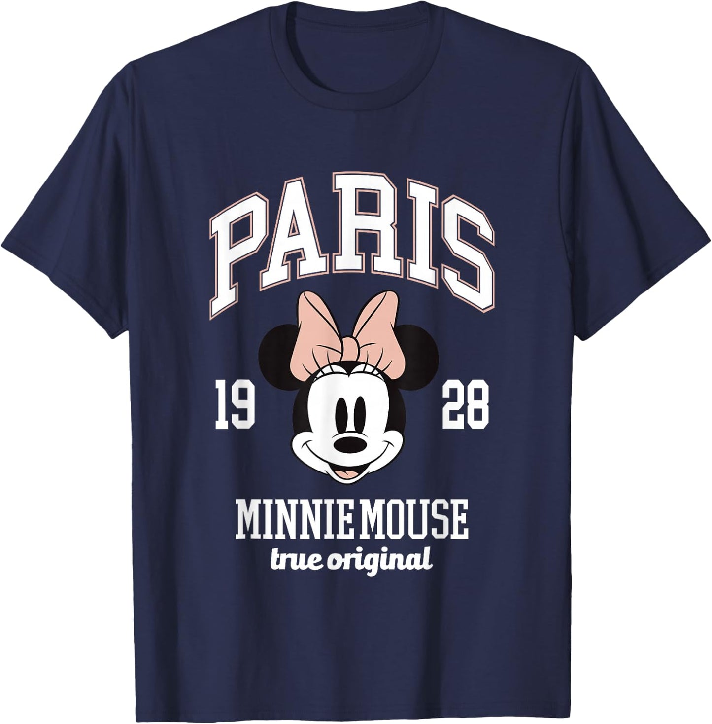 Disney Minnie Mouse True Original Paris 1928 Big Chest Logo T-Shirt - T-Shirt | Navy