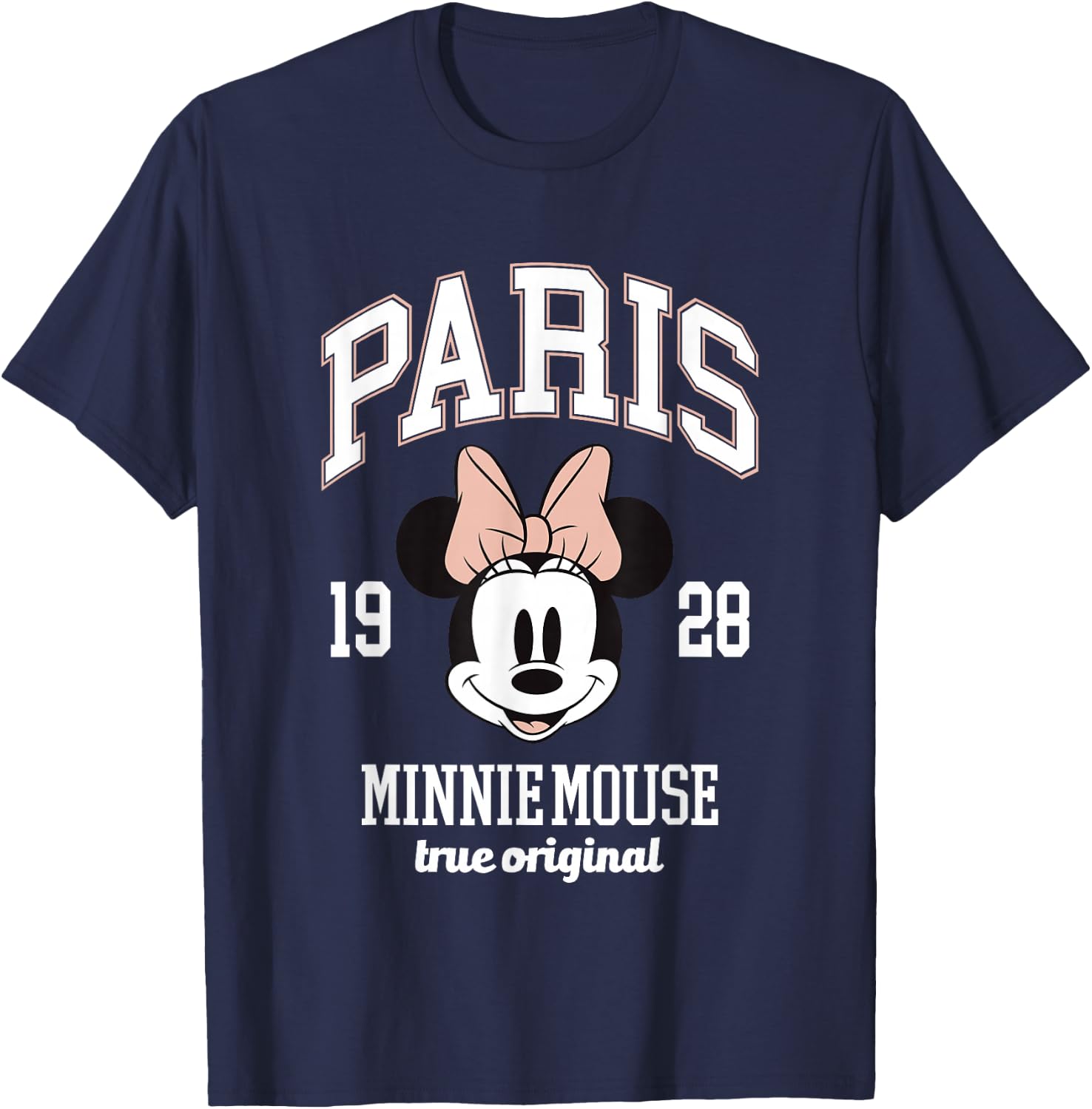 Disney Minnie Mouse True Original Paris 1928 Big Chest Logo T-Shirt - T-Shirt | Navy