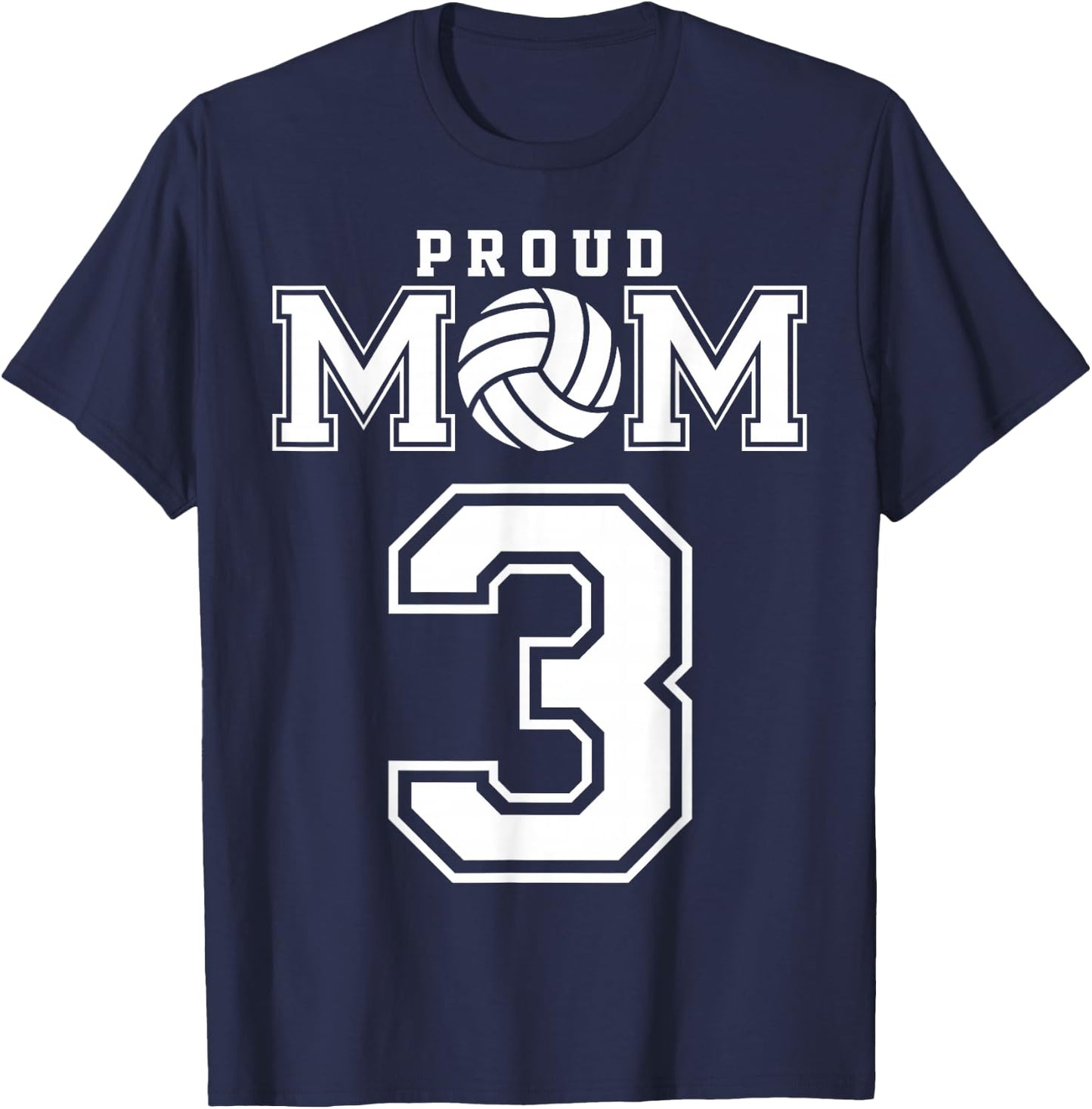 Custom Proud Volleyball Mom Number 3 Personalized Women T-Shirt - T-Shirt | Navy