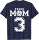Custom Proud Volleyball Mom Number 3 Personalized Women T-Shirt - T-Shirt | Navy