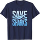 Save The Sharks Typography Protect The Ocean T-Shirt - T-Shirt | Navy
