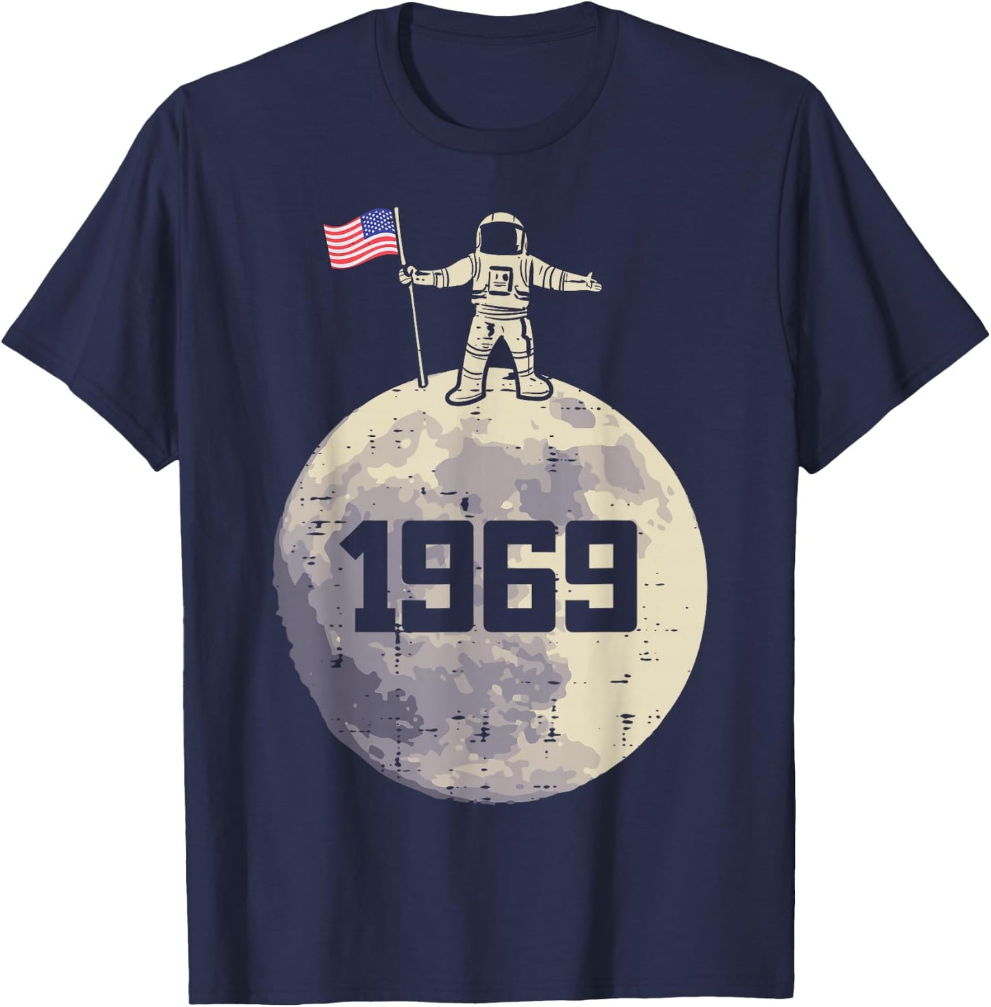 Astronaut Moon US Flag 1969 Space Apollo 11 Men Women Kids T-Shirt - T-Shirt | Navy