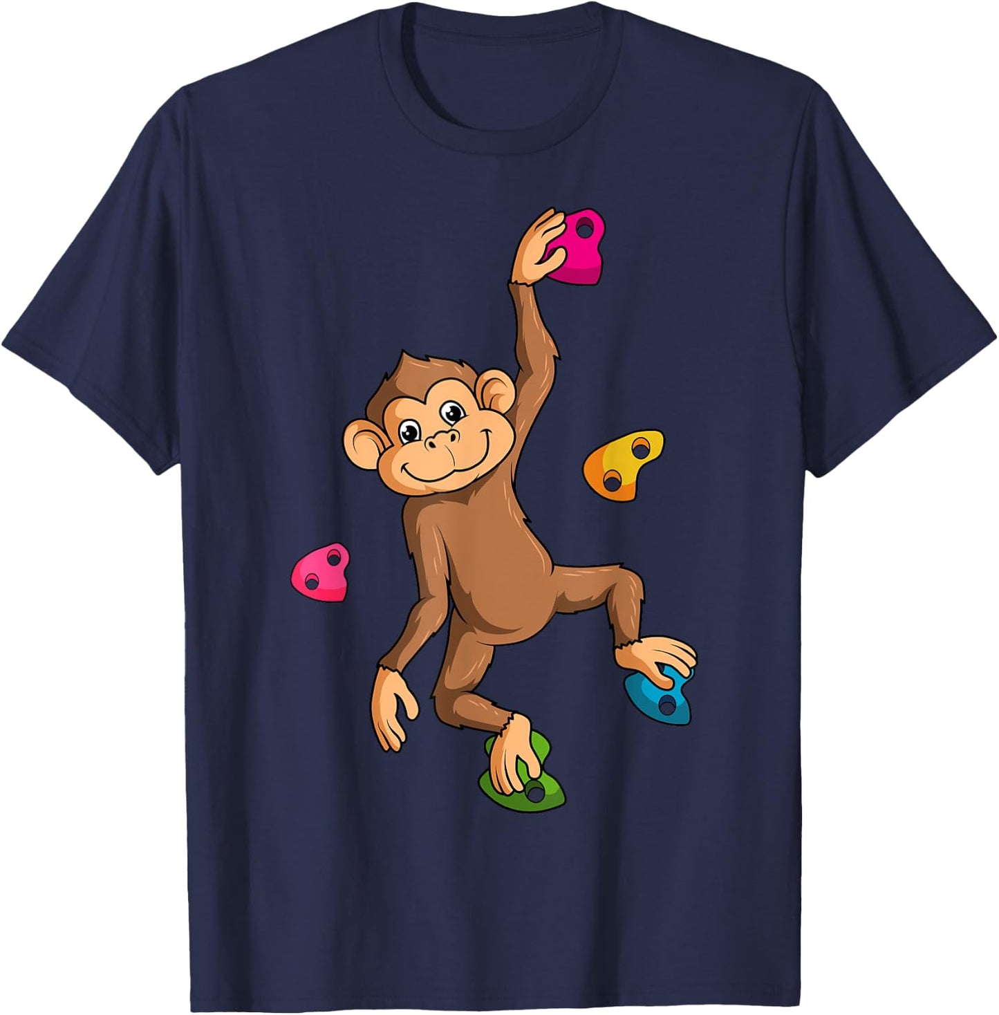 Bouldering Climber Free Climbing Monkey Small Rock Formation T-Shirt - T-Shirt | Navy
