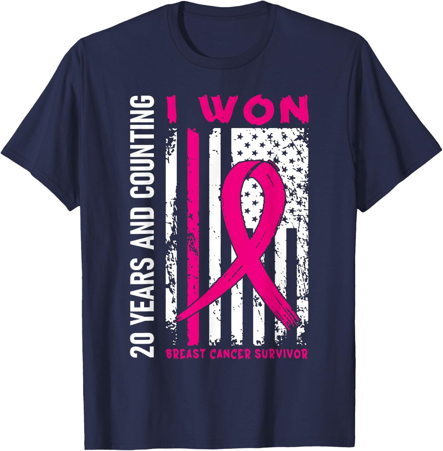 I Won Breast Cancer Survivor 20 Year Anniversary Counting T-Shirt - T-Shirt | Navy