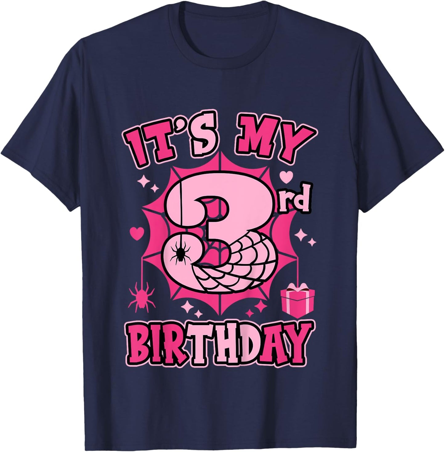 Kids It's My 3rd Birthday Spider Girl Costume Party 3 Year Old T-Shirt - T-Shirt | Navy