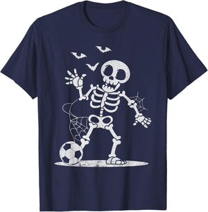 Soccer Skeleton Halloween Men Boys Soccer Player Halloween T-Shirt - T-Shirt | Navy
