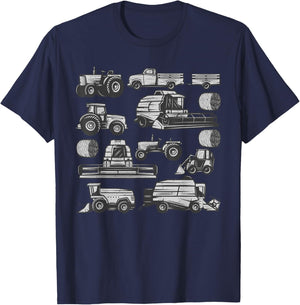 Tractor Farmer Art Women Kids Farming Trucks Lover T-Shirt - T-Shirt | Navy