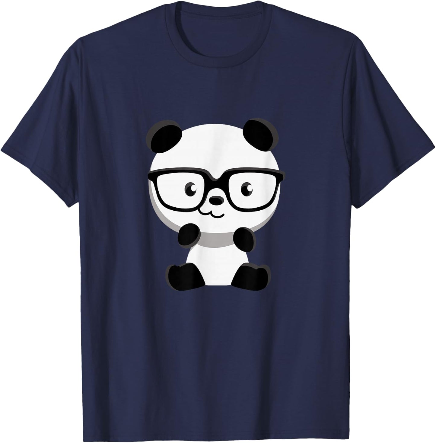 Cute Little Bear Panda Nerd With Glasses T-Shirt - T-Shirt | Navy