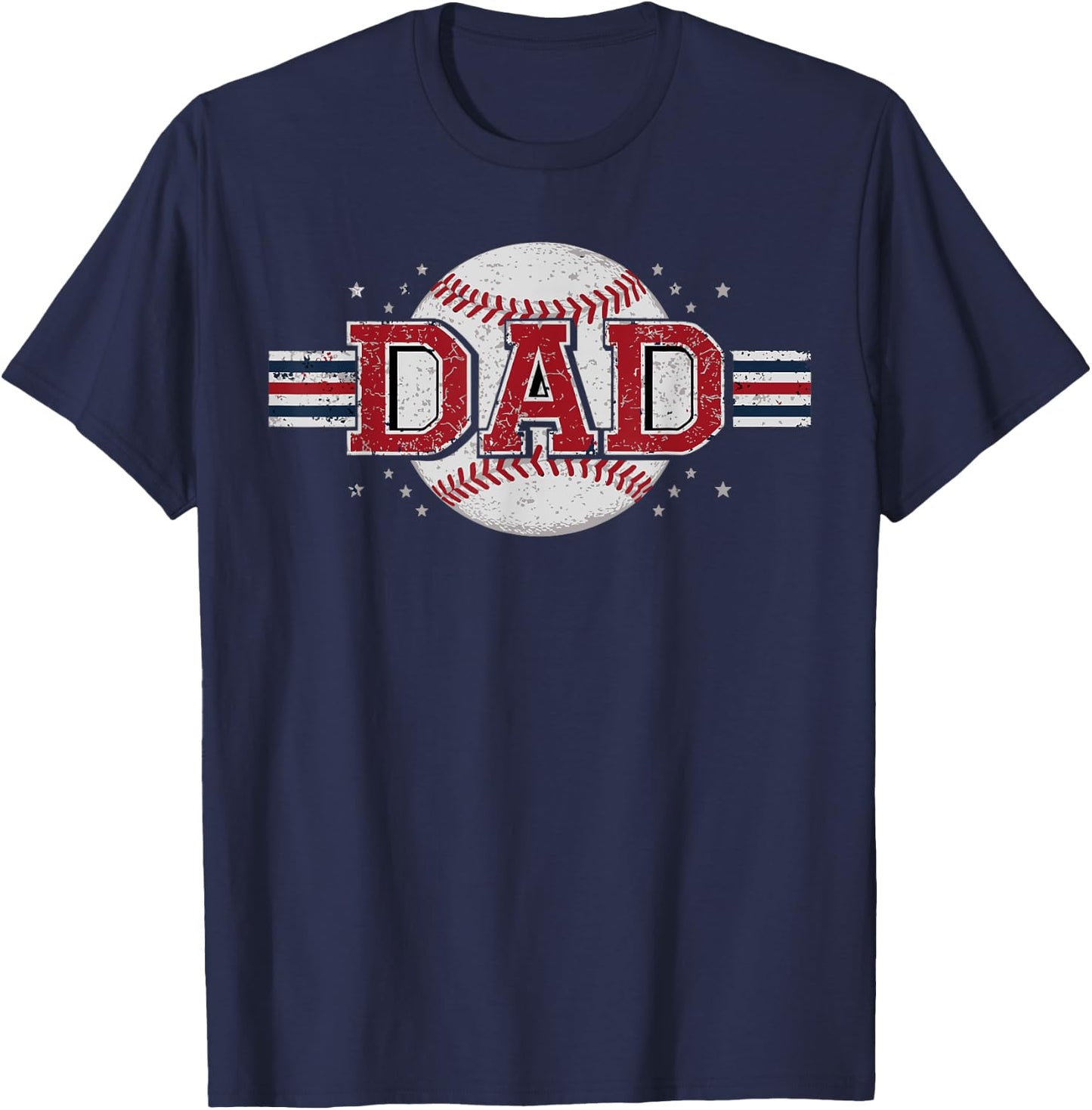 Dad Baseball Design for Sports Loving Father Retro Baseball T-Shirt - T-Shirt | Navy