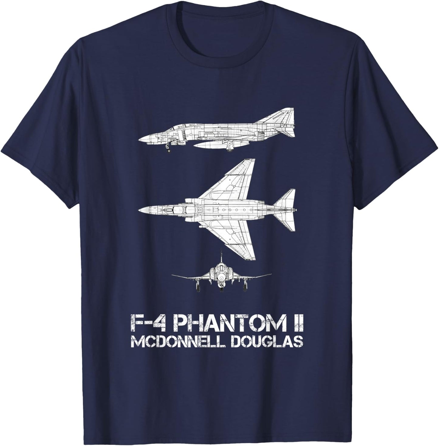 McDonnell Douglas F-4 Phantom II Blueprint Aircraft T-Shirt - T-Shirt | Navy