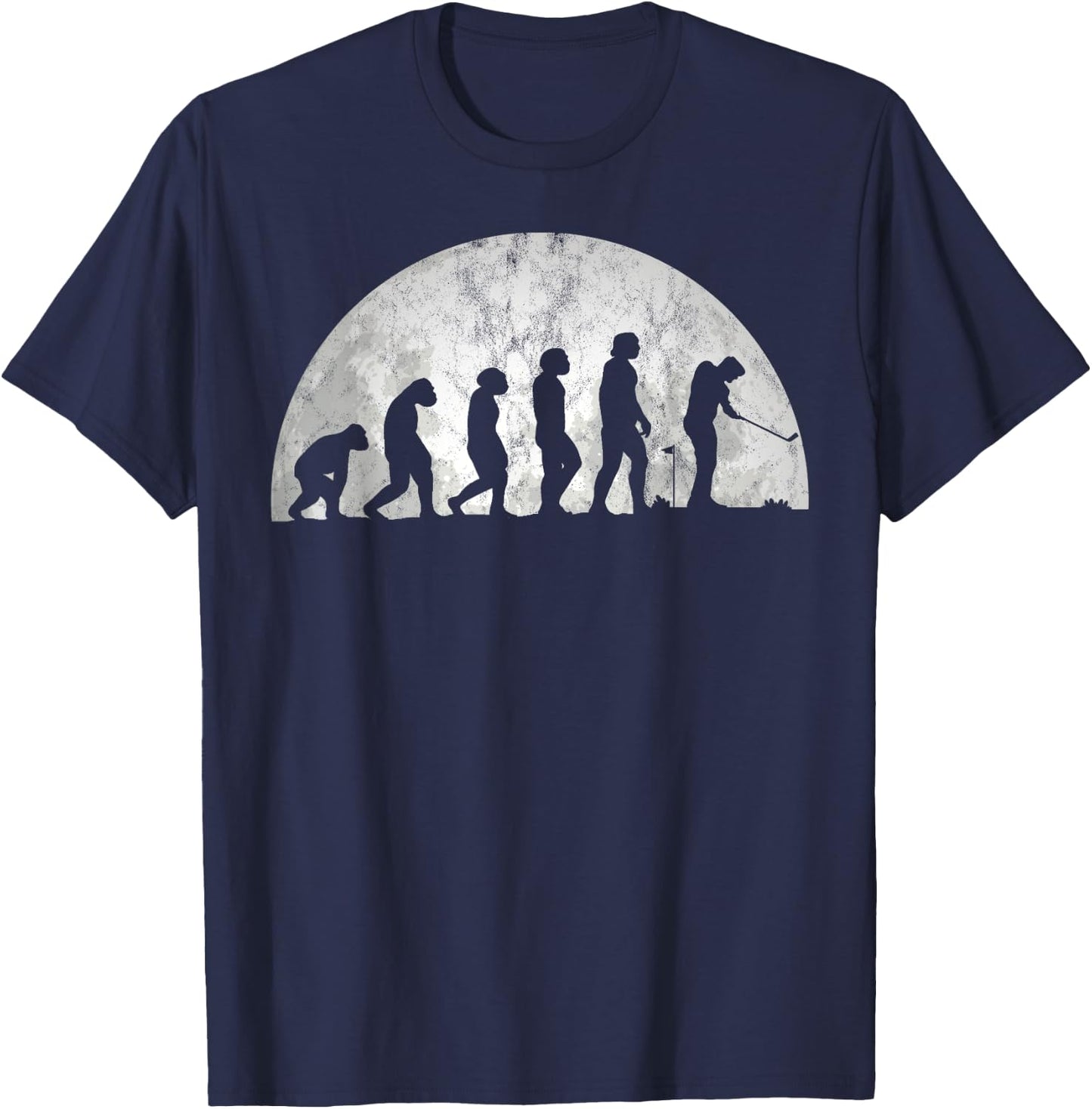 Golf Evolution - Evolution Of Man Golfing T-Shirt - T-Shirt | Navy