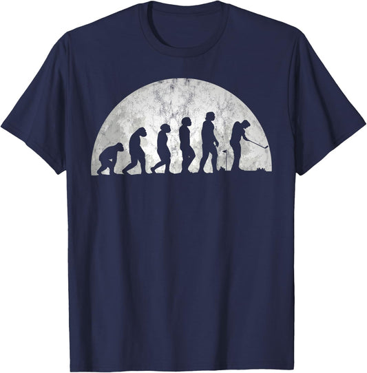 Golf Evolution - Evolution Of Man Golfing T-Shirt - T-Shirt | Navy