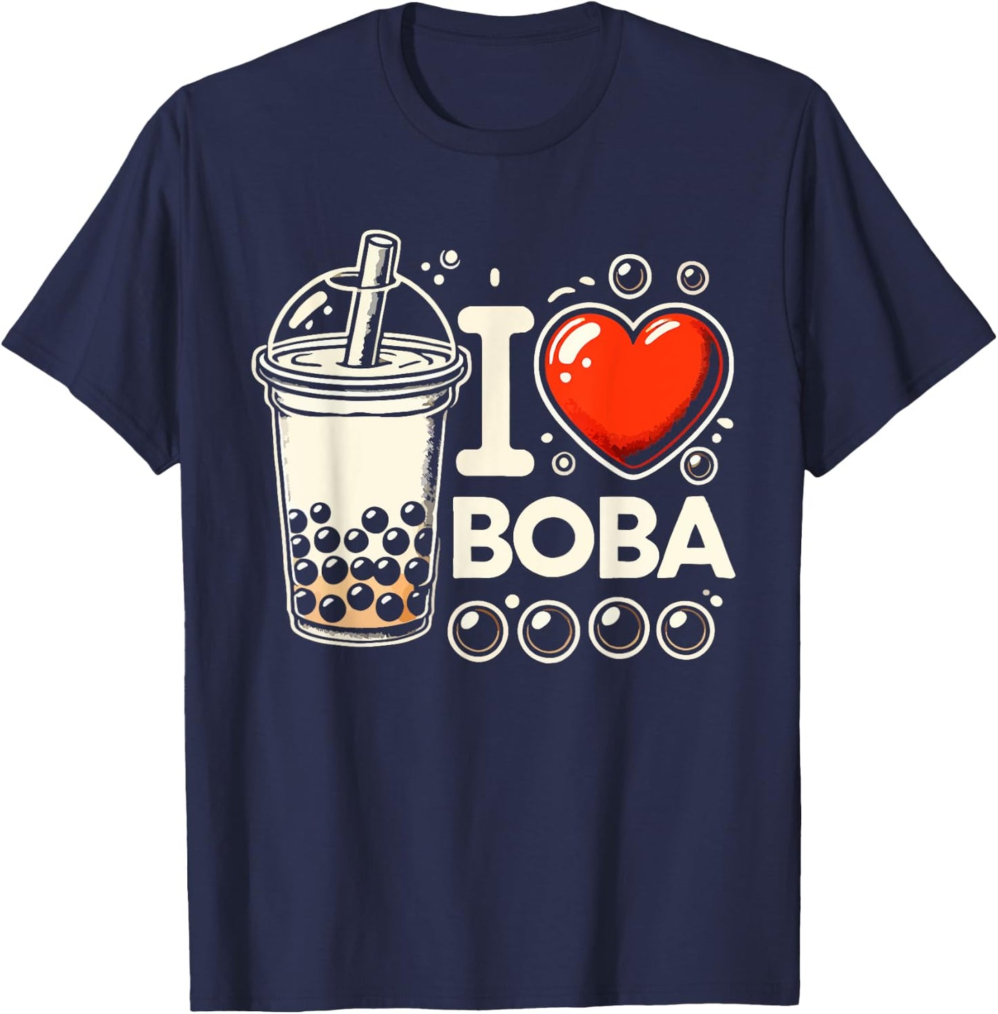I Love Boba Bubble Tea Kawaii Boba Tea T-Shirt - T-Shirt | Navy
