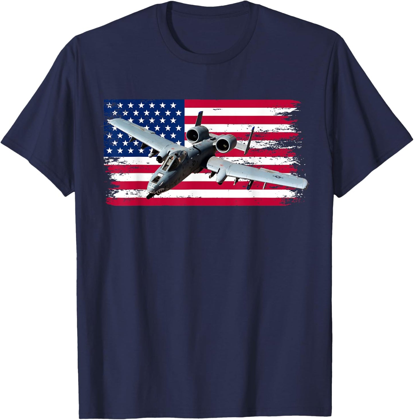 A-10 Warthog Airplane American Flag Thunderbird A10 T-Shirt - T-Shirt | Navy