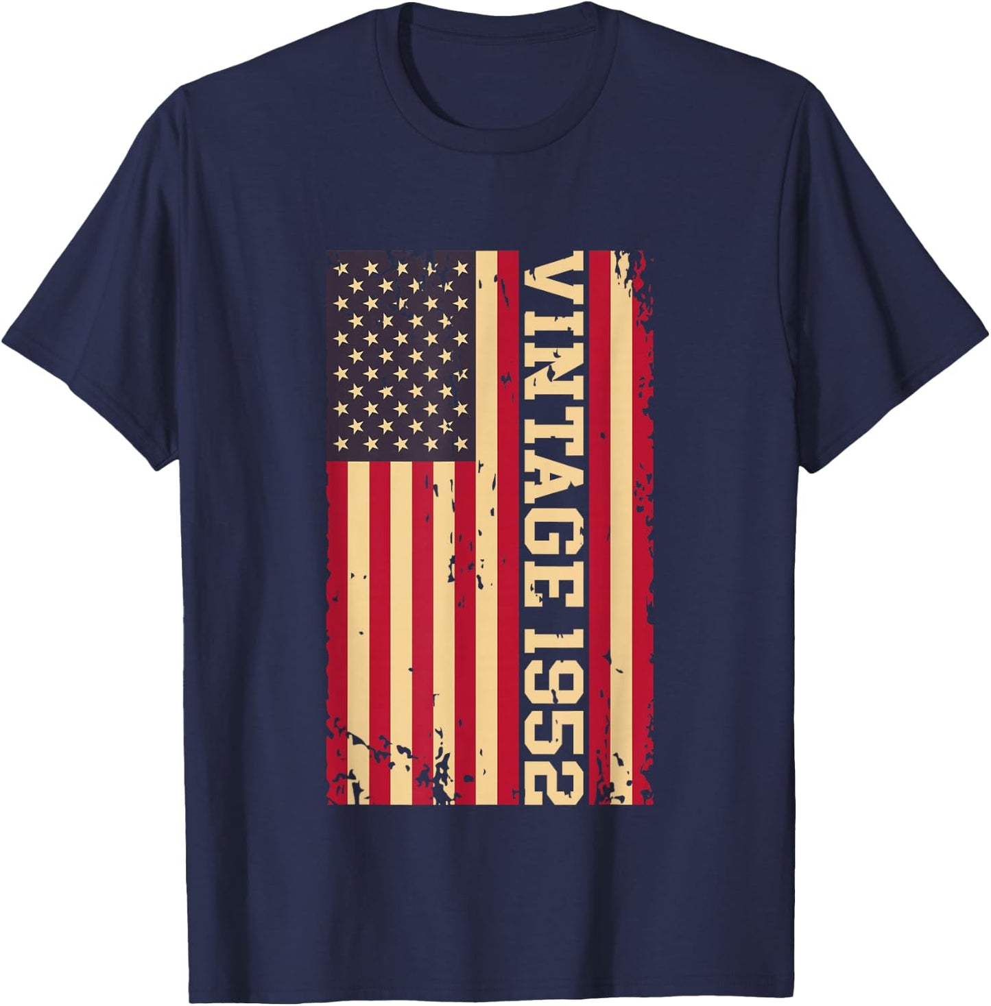 1952 Vintage 74th Birthday 74 Years Old American USA Flag T-Shirt - T-Shirt | Navy