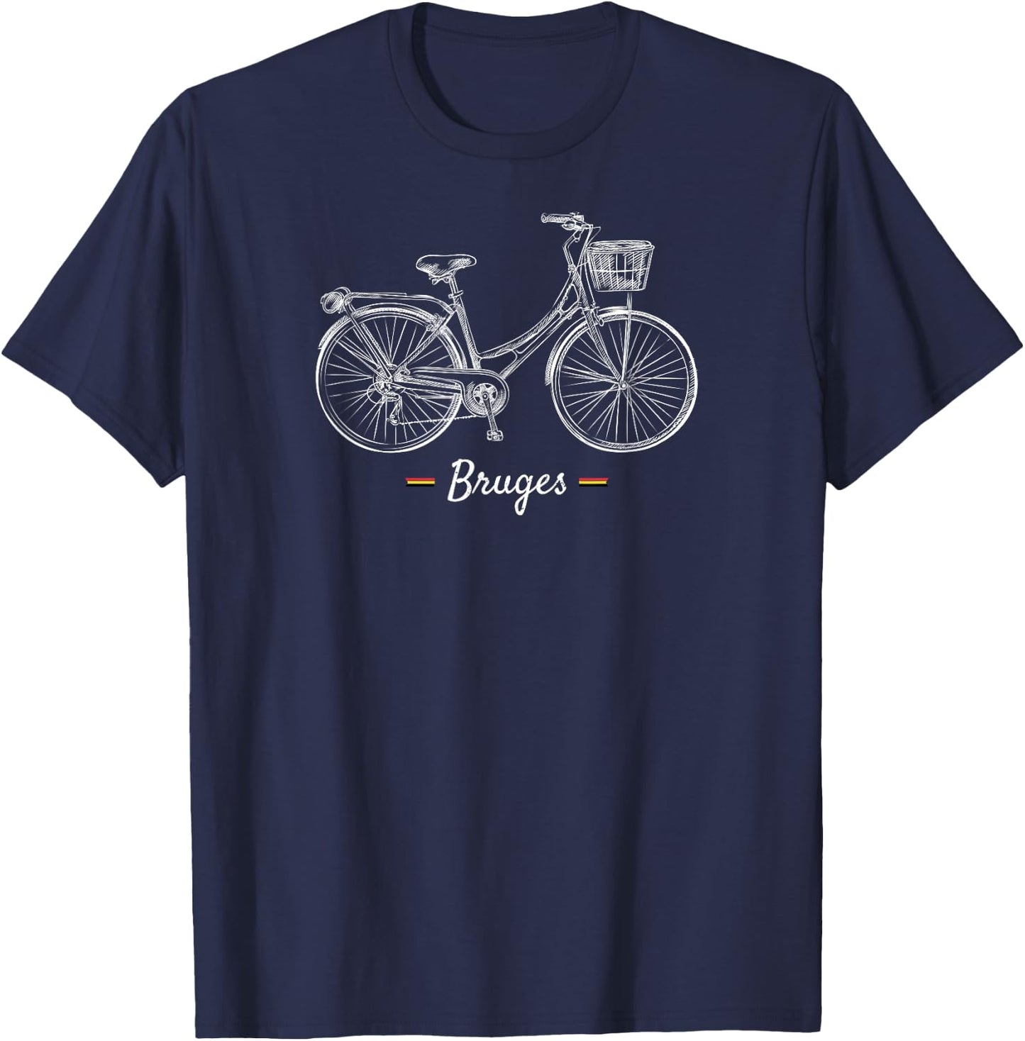 Vintage Bicycle Bruges Belgium | Bike Lover T-Shirt - T-Shirt | Navy