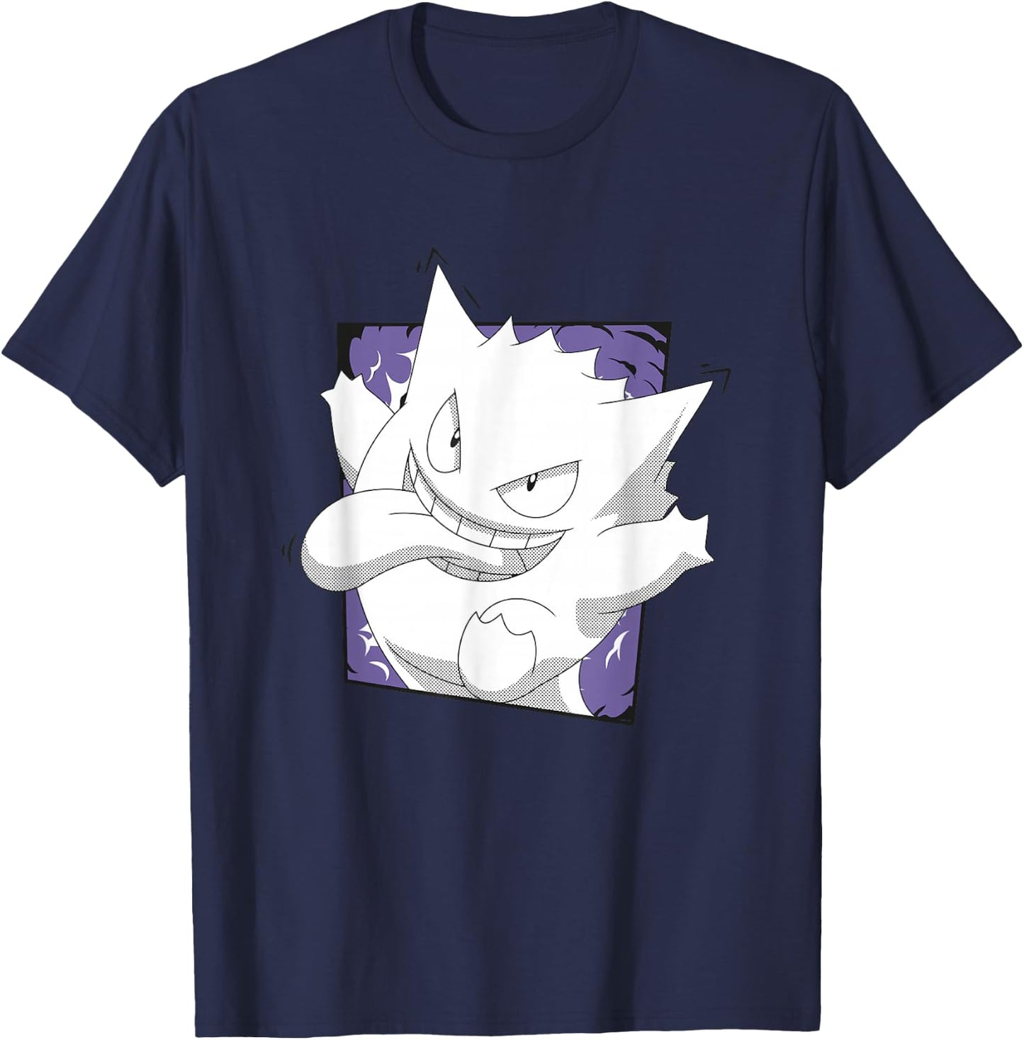Pokémon Gengar Mischievous Face Tongue Out Vintage T-Shirt - T-Shirt | Navy