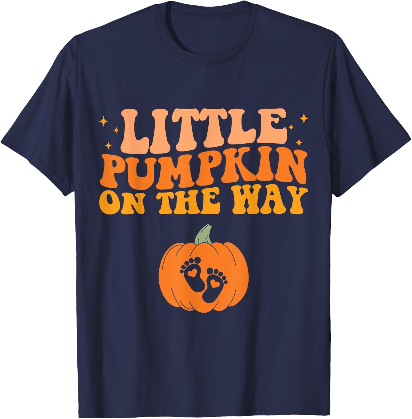 Little Pumpkin On The Way Halloween Pregnancy Announcement T-Shirt - T-Shirt | Navy