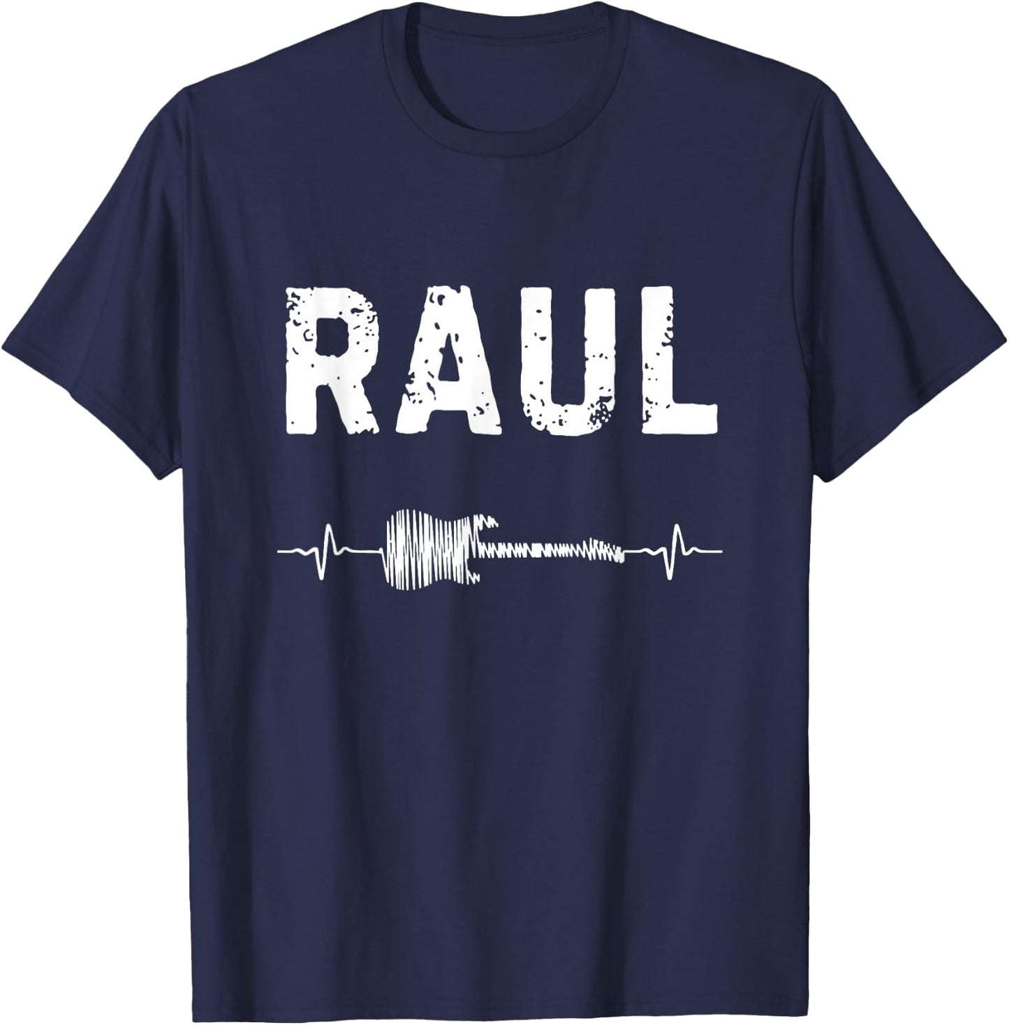 Raul Guitar Heartbeat Music Guitarist Retro Vintage T-Shirt - T-Shirt | Navy