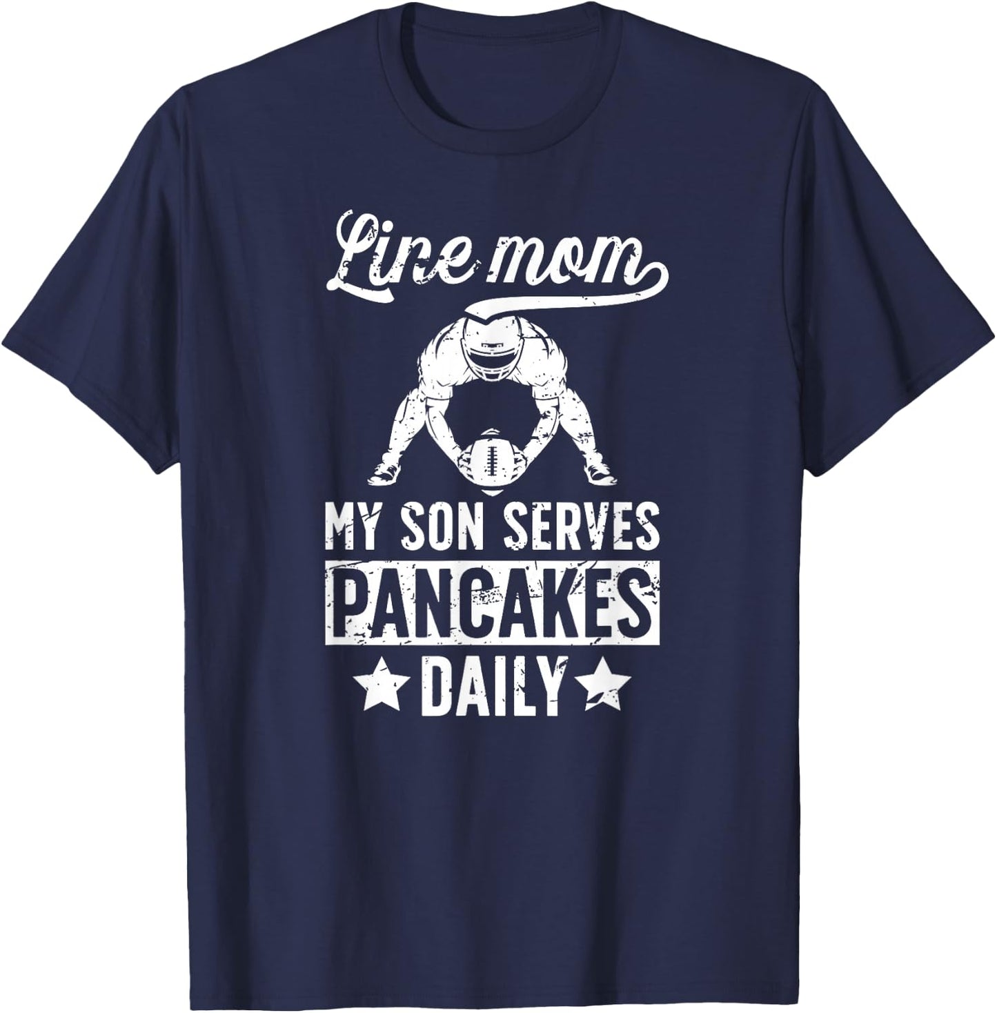 Football Line Mom Funny Mom Of A Football Lineman Mama T-Shirt - T-Shirt | Navy