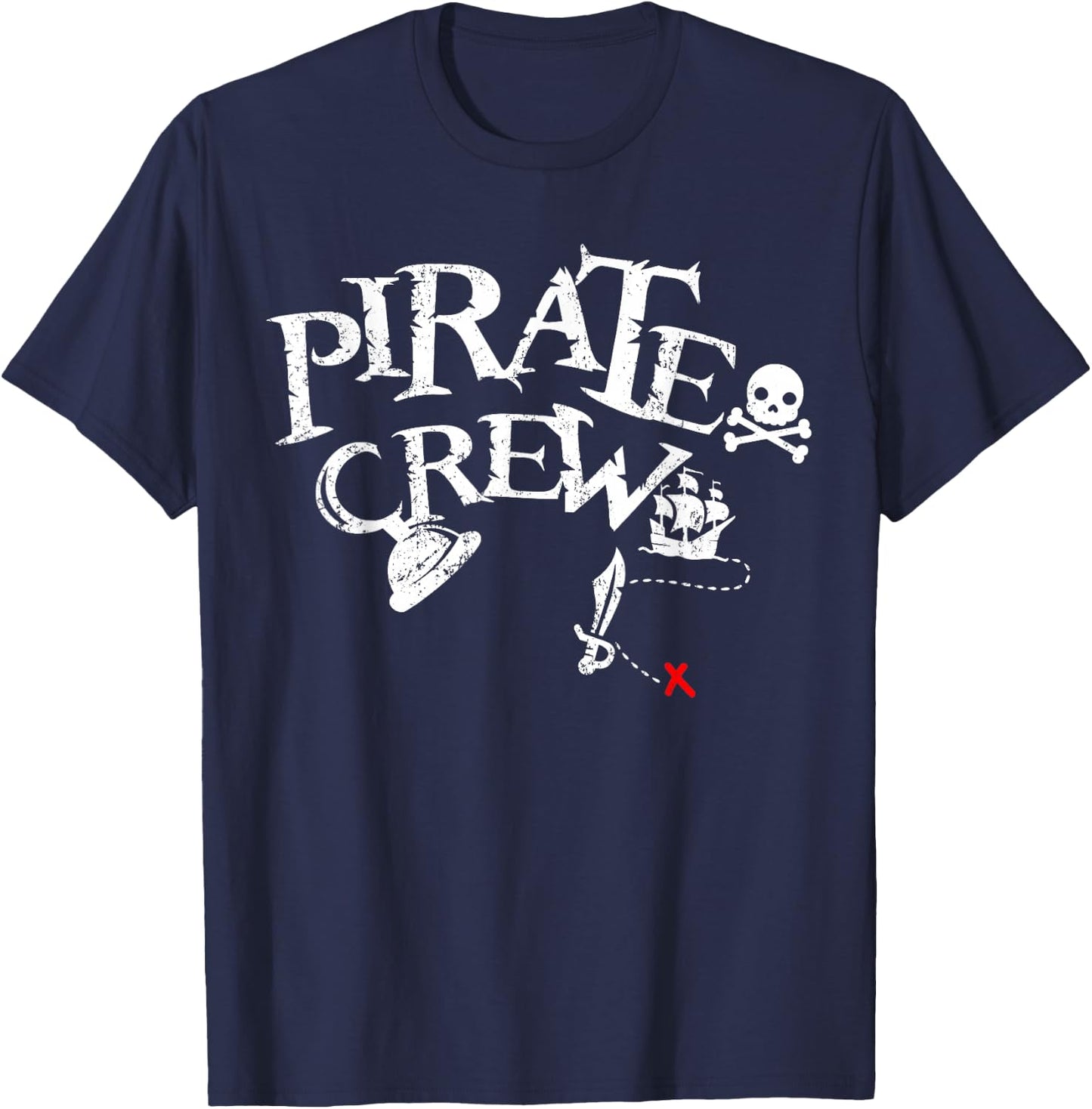 Pirate Crew Funny Halloween Matching Costume Party Men Boys T-Shirt - T-Shirt | Navy