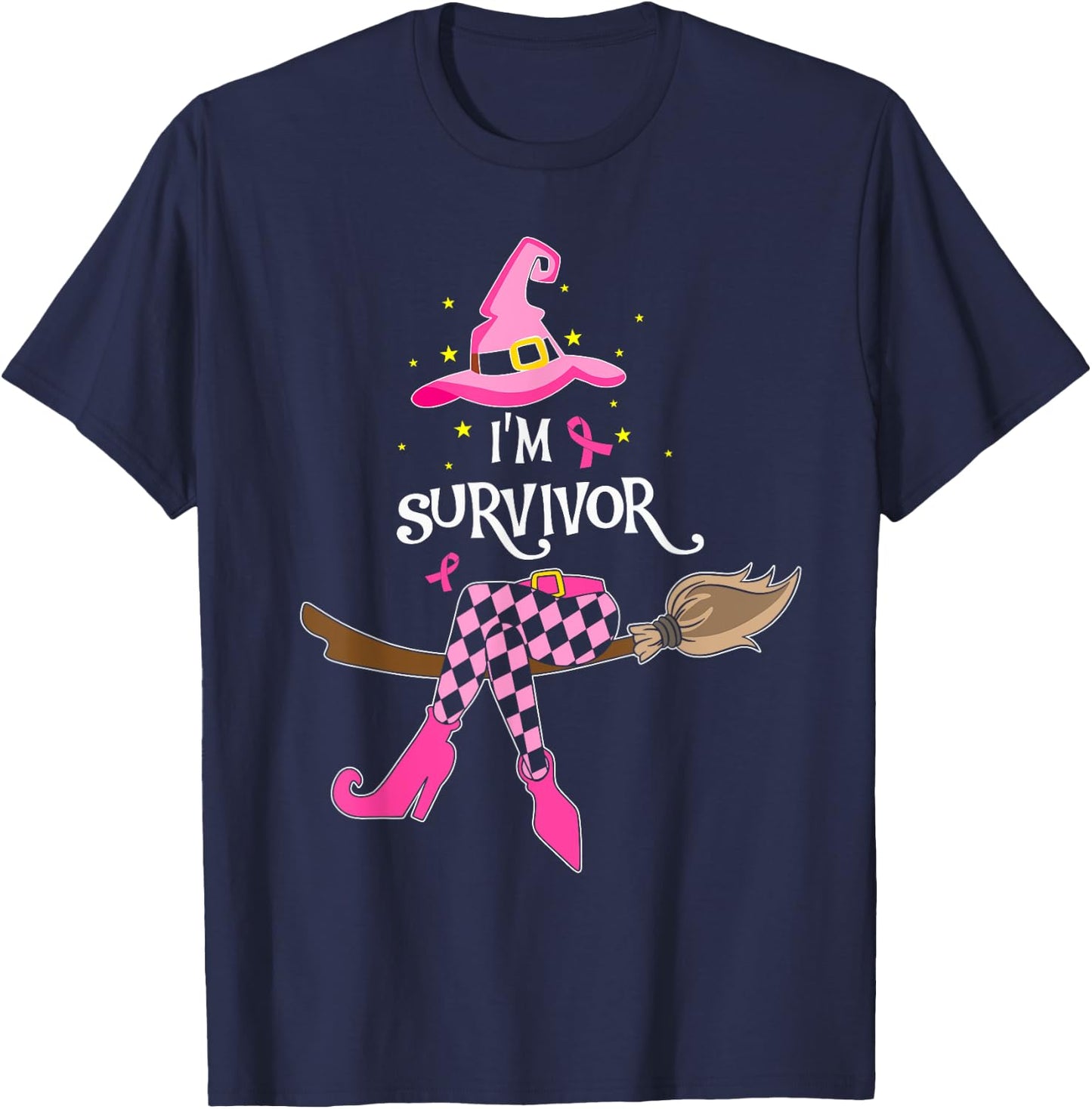 Witch Im A Survivor Halloween Breast Cancer Awareness Women T-Shirt - T-Shirt | Navy