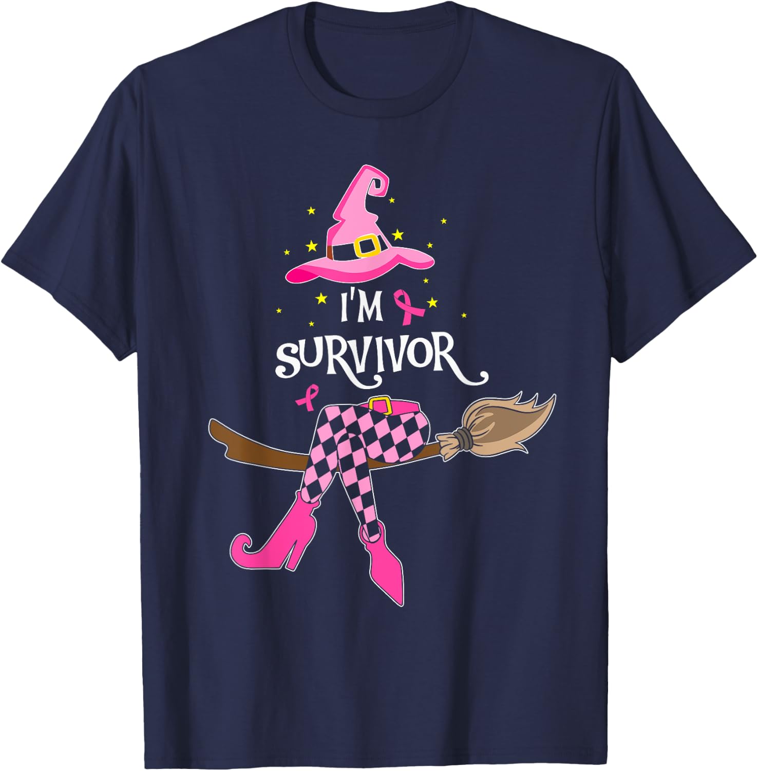 Witch Im A Survivor Halloween Breast Cancer Awareness Women T-Shirt - T-Shirt | Navy