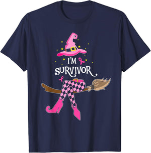 Witch Im A Survivor Halloween Breast Cancer Awareness Women T-Shirt - T-Shirt | Navy