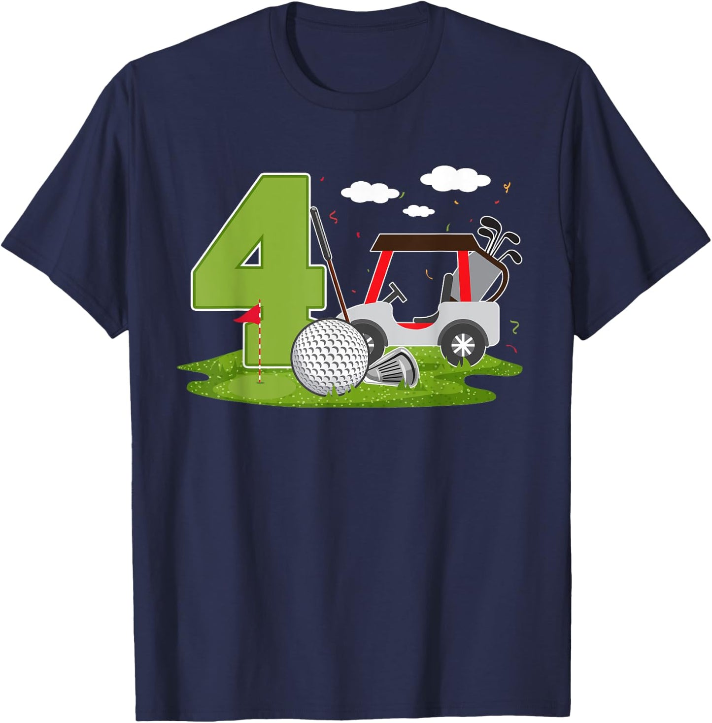 4th Birthday Golf 4 Years Old Birthday Party Golfer T-Shirt - T-Shirt | Navy