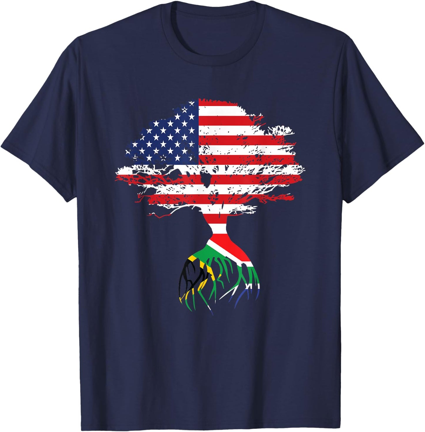 South African Roots American Flag South Africa Gifts T-Shirt - T-Shirt | Navy
