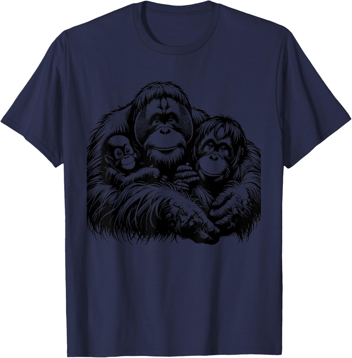 Vintage Orangutan Primate monkey adorable family funny T-Shirt - T-Shirt | Navy