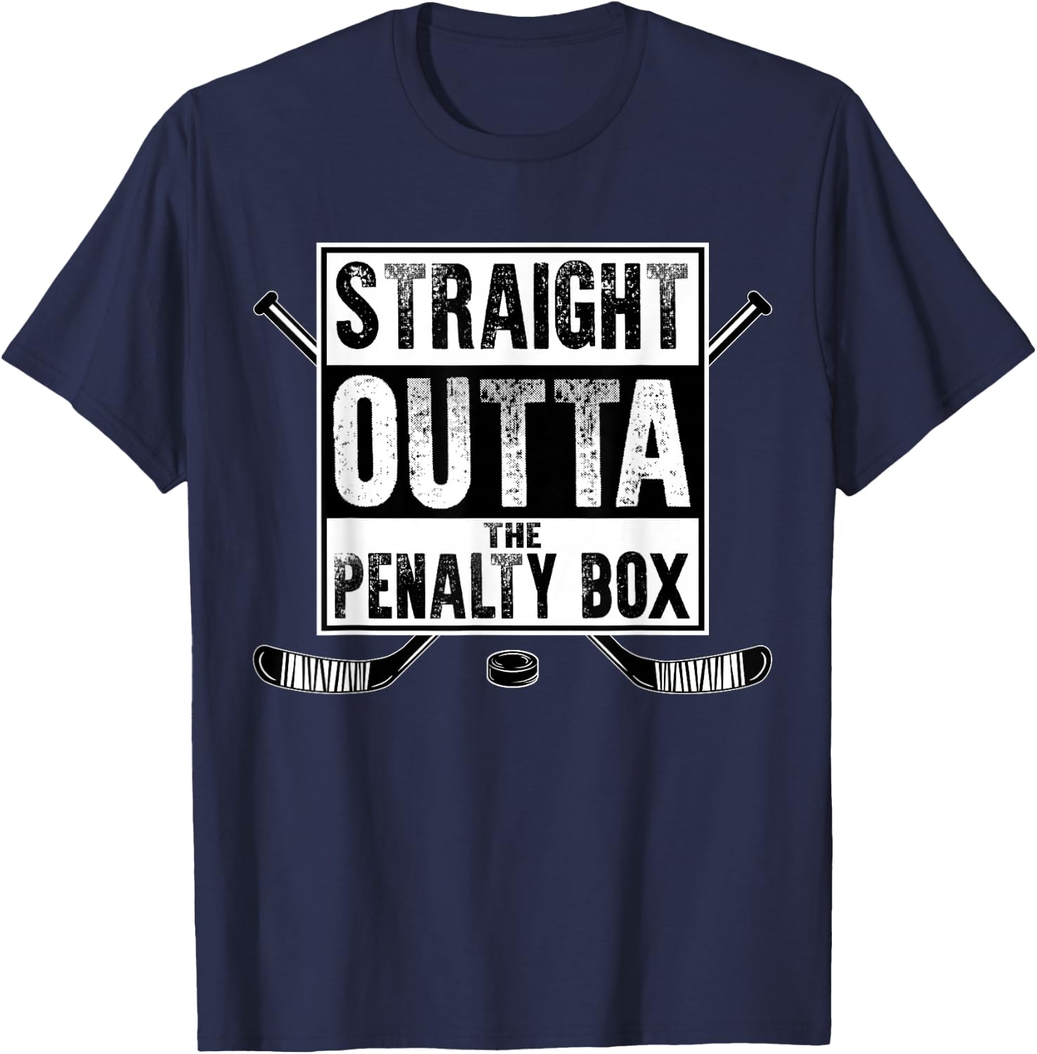 Ice Hockey Player Gift Straight Outta The Penalty Box T-Shirt - T-Shirt | Navy