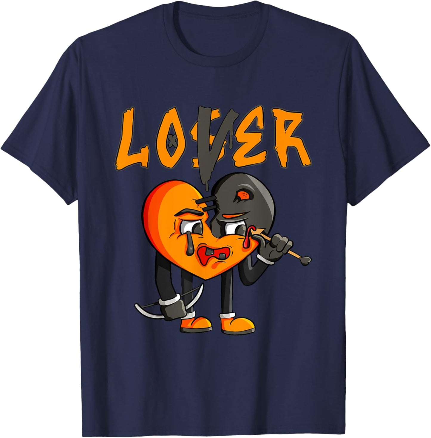 Graphic Orange Women Matching Loser Lover Drip T-Shirt - T-Shirt | Navy