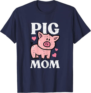 Pig Mom Funny Hog Farmer Swine Mothers Day Farm Mama Women T-Shirt - T-Shirt | Navy