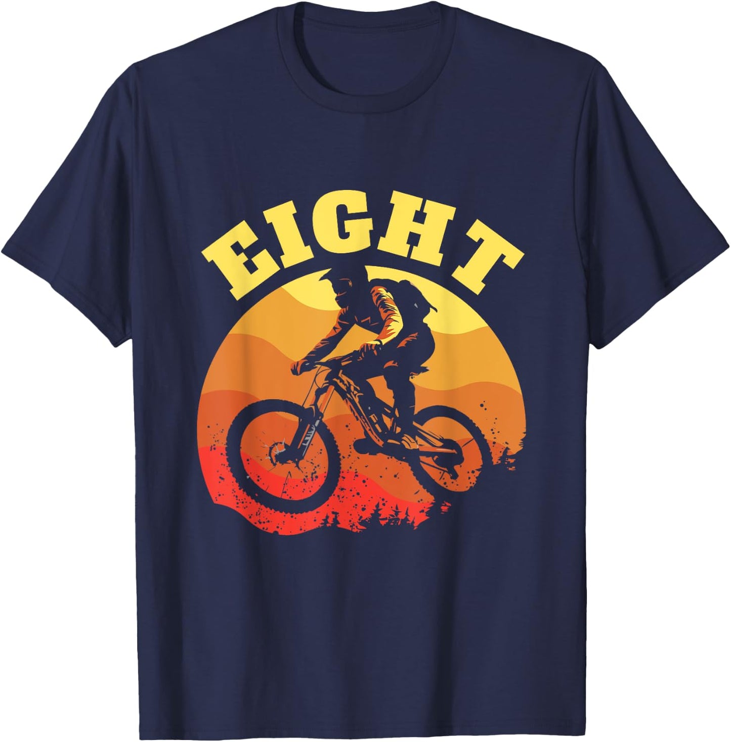 Turning 8 Mountain Bike Theme BMX Lover 8th Birthday Vibes T-Shirt - T-Shirt | Navy