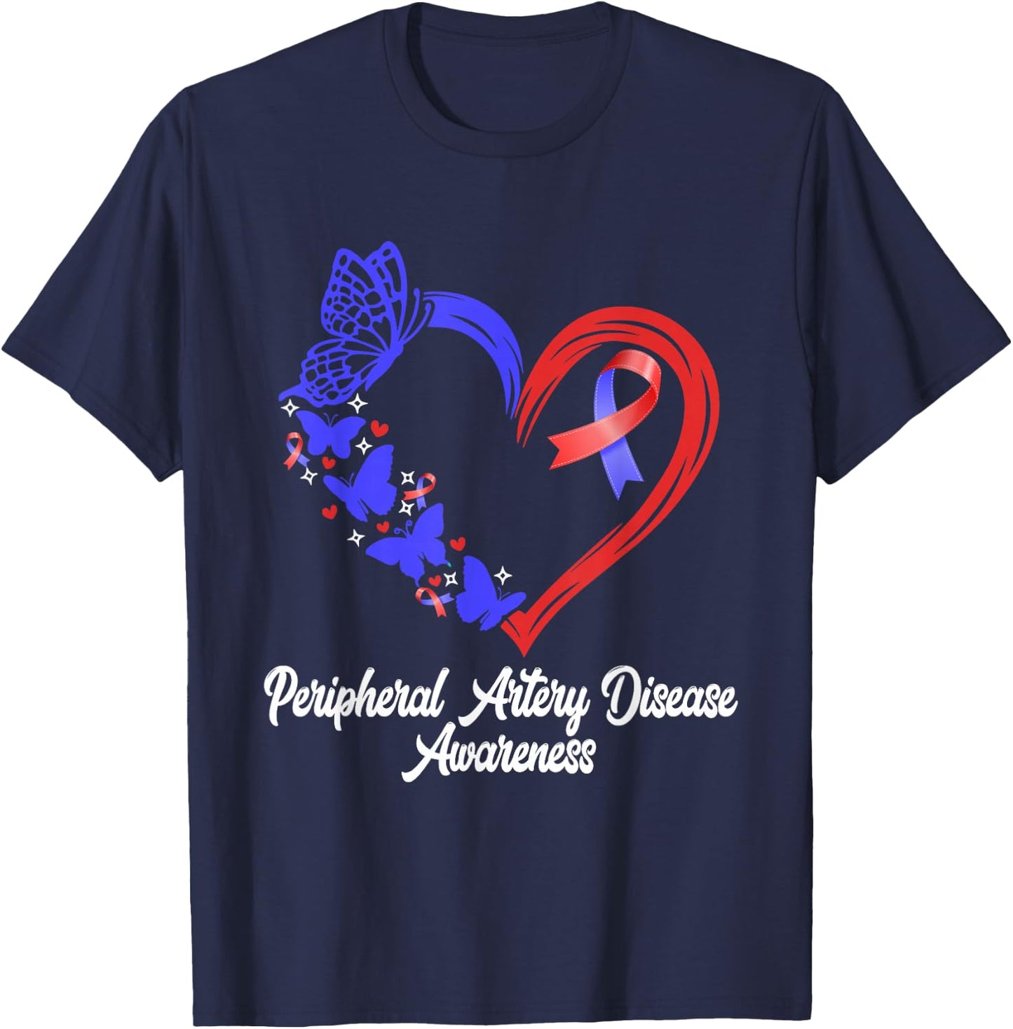 Peripheral Artery Disease Awareness Heart PAD Awareness T-Shirt - T-Shirt | Navy