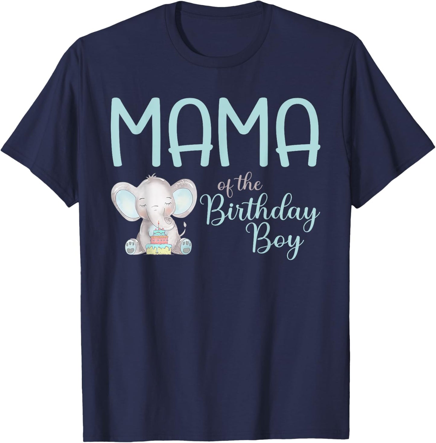 Mama of the Birthday Girl Matching Elephant Party T-Shirt - T-Shirt | Navy