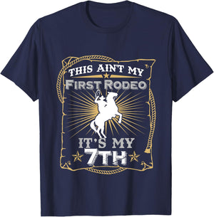 Funny Ain't My First Rodeo 7th Birthday For Kids T-Shirt - T-Shirt | Navy