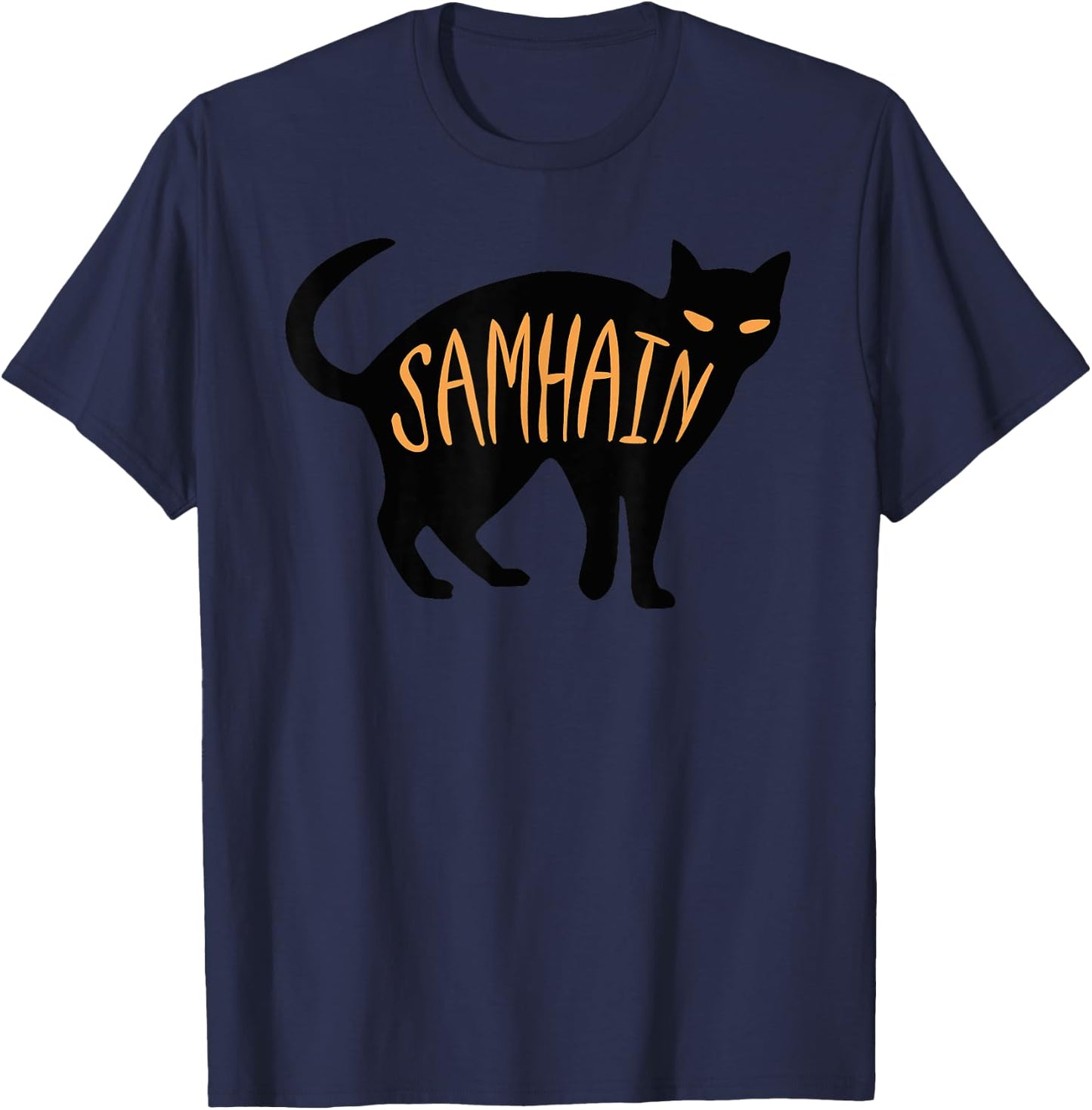 Samhain Black Cat Wiccan Witch Halloween Men Women Kids T-Shirt - T-Shirt | Navy